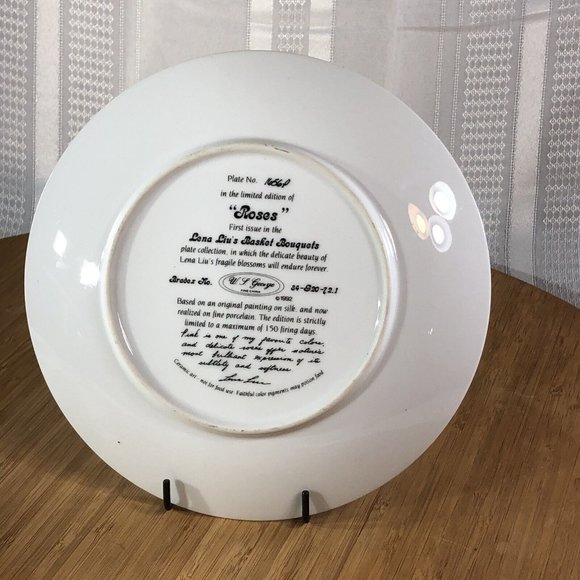 Roses by Lena Liu Basket Bouquets 8" Collection W.S. George Fine Porcelain Plate - Picture 3 of 5